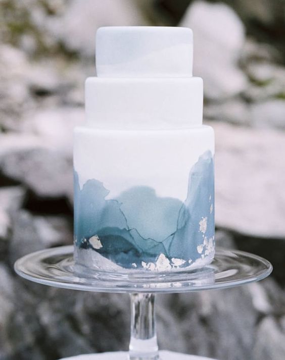 ручной росписью зимний свадебный торт