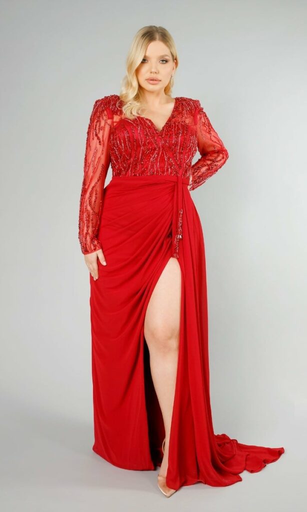 czerwona długa suknia